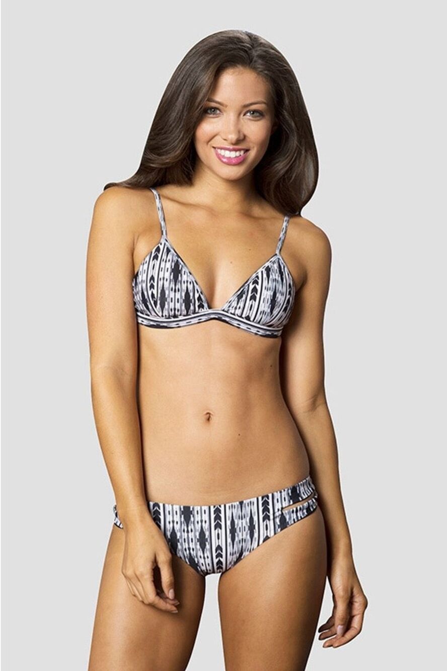 L* Space L Space Gabrielle Outlaw Top Black Cream Stripe Mix Match Size Medium